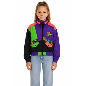 Bonjour Intl. Vintage 80s/90s Windbreaker Jacket Color block Streetwear Youth M